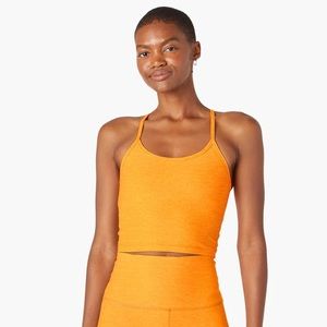 BEYOND YOGA space dye cropped tank in mango
